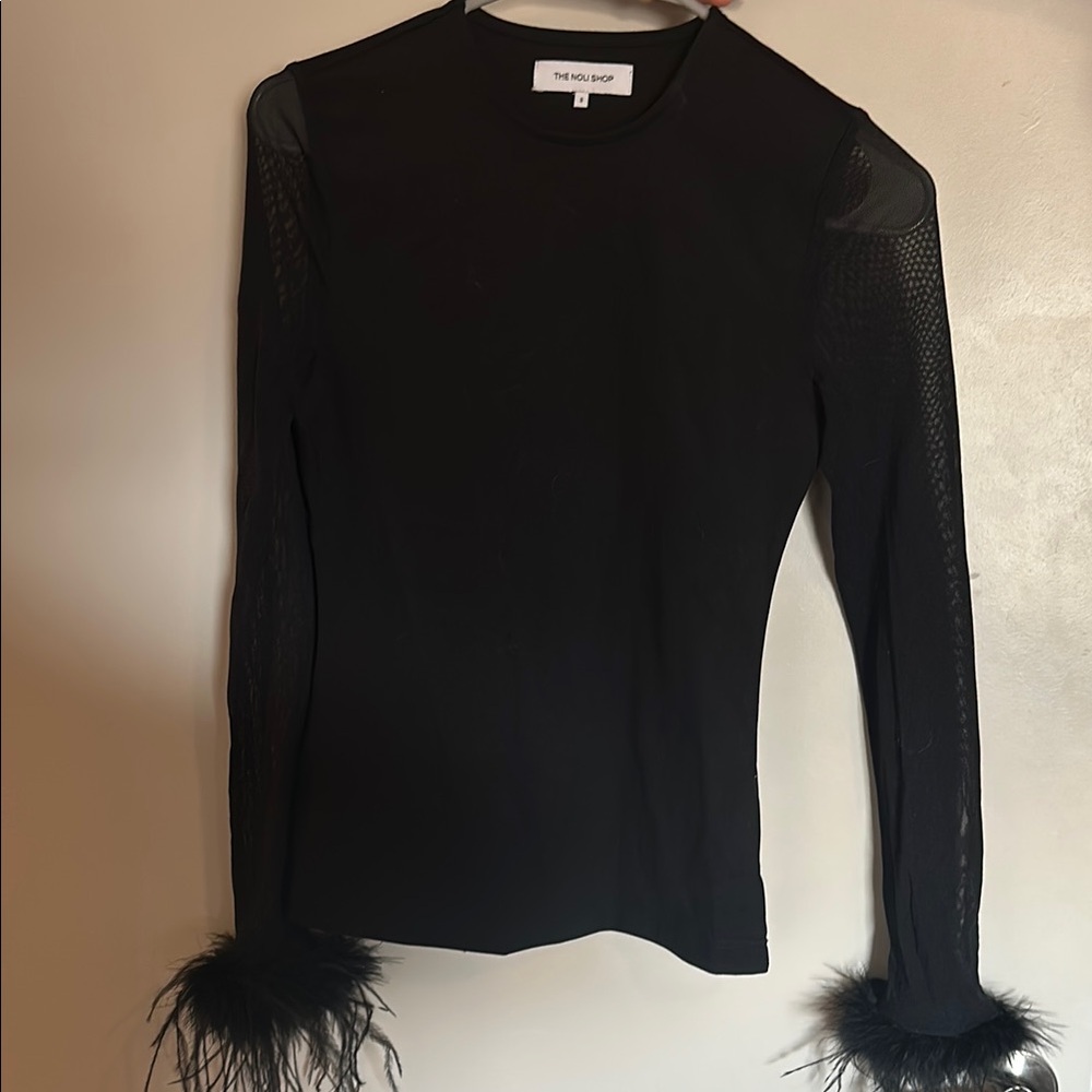 Black Mesh Sleeve Top